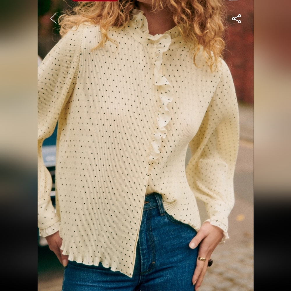Sézane Coline Cream Polka Dot Blouse